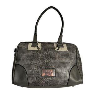 Marc New York Gray, Crocodile Pattern, Silver Hardware Satchel Handbag. Zipper